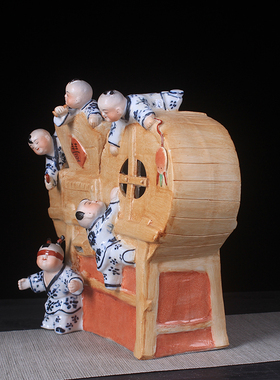 景德镇农具雕塑瓷器乔迁五福临门