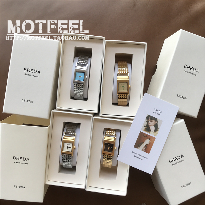 新款 复古方形小表盘简约时尚女表钢带石英手表现货 Revel 正品 BREDA 新款 复古方形小表盘简约时尚女表钢带石英手表现货 Revel 正品 BREDA