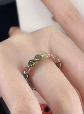 彩虹戒指女小众ins风高级感百搭食指戒