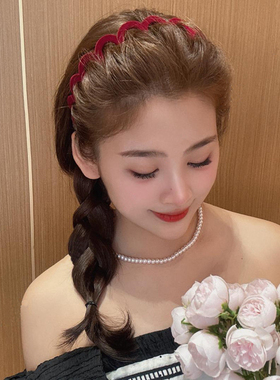 黑色丝绒发捆头发发箍女2025带齿发窟碎发头箍高颅顶发卡