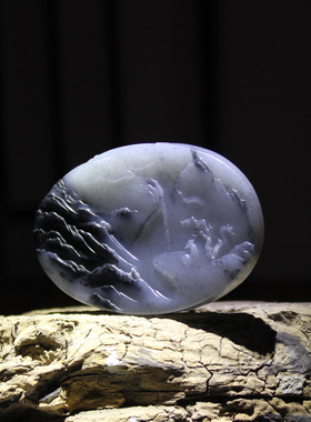 闻玉轩把件山水籽料苏工青花