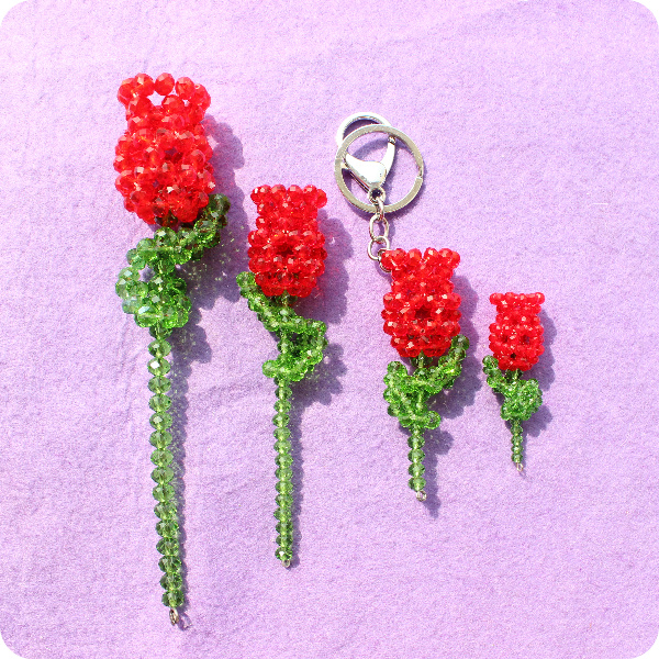 手工DIY水晶串珠  情人节礼物 4MM玫瑰花 6MM玫瑰花 成品