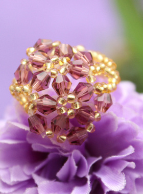 地摊货源帝国串珠水晶双花戒指