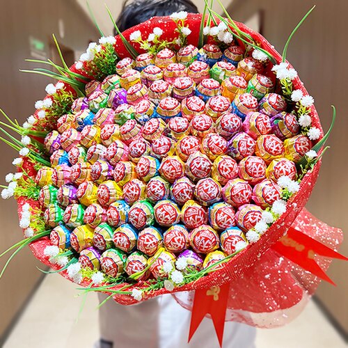 99颗雅客天天棒棒棒糖花束送女友生日创意礼物网红糖果花束情人节 - 图0