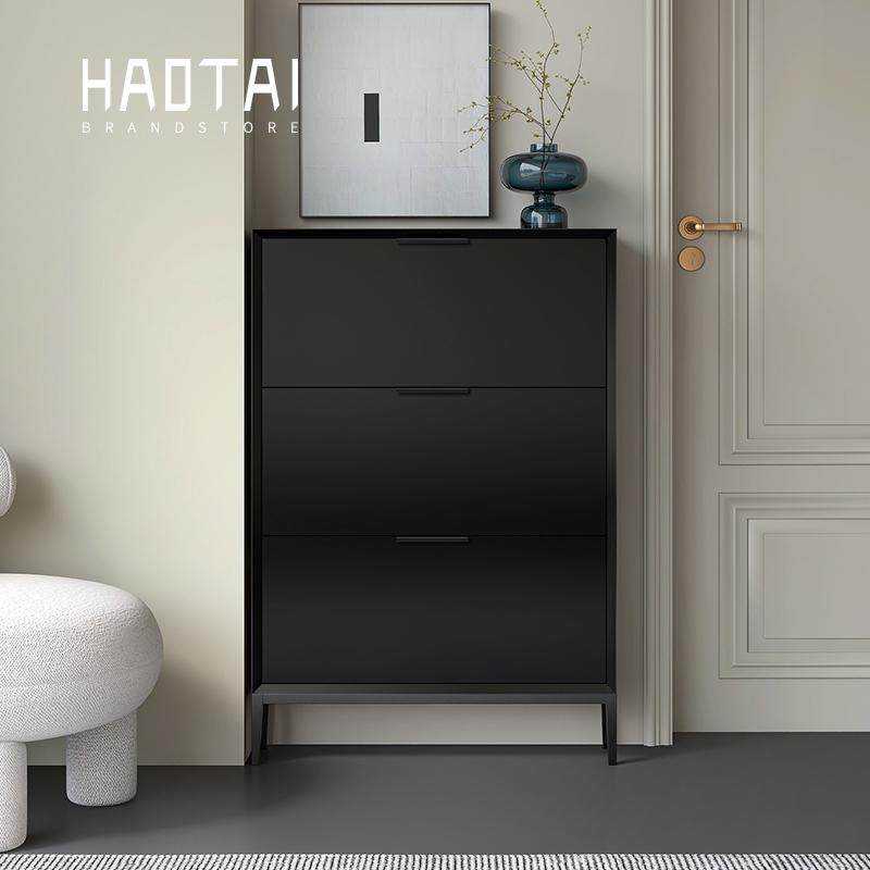 烤漆超薄鞋柜意式极简翻斗式实木家用门口小户型省空间极窄玄关柜 - 图3