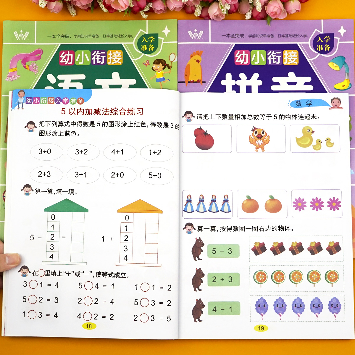 幼小衔接教材全套人教版老师推荐一日一练学前班一年级入学准备幼升小幼儿园宝宝识字语文数学拼音练习册题专项训练幼儿启蒙早教书 - 图1