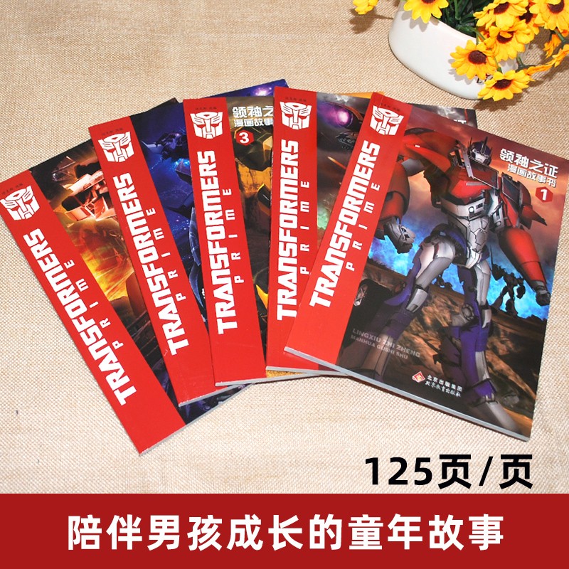 变形金刚领袖之证漫画书全5册 3D立体封面儿童漫画卡通6-12岁培养孩子勇气绘本故事书籍擎天柱大黄蜂威震天汽车人与霸天虎套装-图1