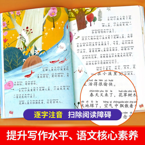 金波四季童话美文注音版全套4册雨点儿阳光树和喜鹊沙滩上的童话一年级阅读课外书必读老师推荐经典书目儿童诗选带拼音的书籍-图2