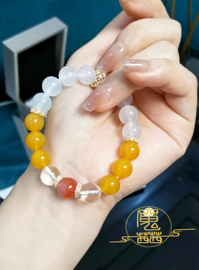 女生天然水晶玛瑙糖果色甜美手链