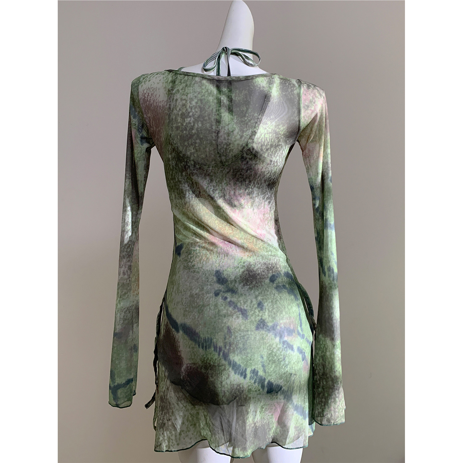 【晨曦雾染】复古晕染防晒罩衫长袖遮肉显瘦三件套泳衣女分体新款,淘宝优惠券,粉丝福利购,淘宝优惠卷