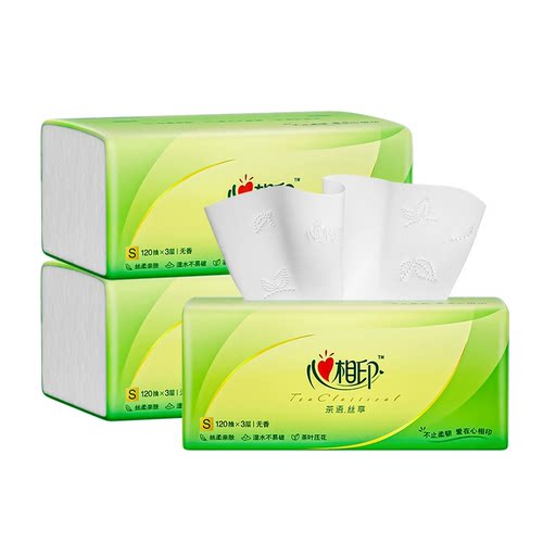 3包心相印茶语丝享120抽131x190mm抽纸家用卫生纸面巾纸母婴可用 - 图2
