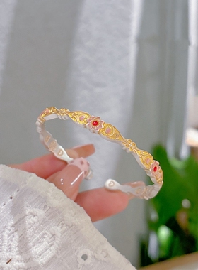 足银9999纯银向阳花手镯女