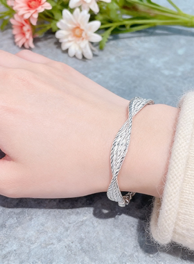 足银9999纯银满天星编织手镯女