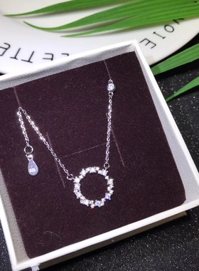 s925纯银圆圈女项链锁骨链