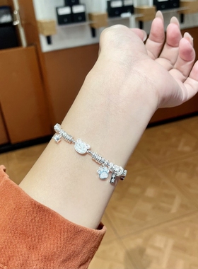 足银999纯银猫爪小熊盘缠手链女