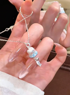 足银999纯银铃铛小鱼项链女