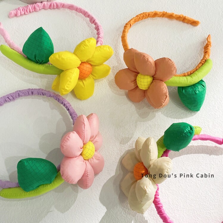 新款女童春天塞太空棉立体花朵发箍小女孩幼儿园头箍韩版大花发饰
