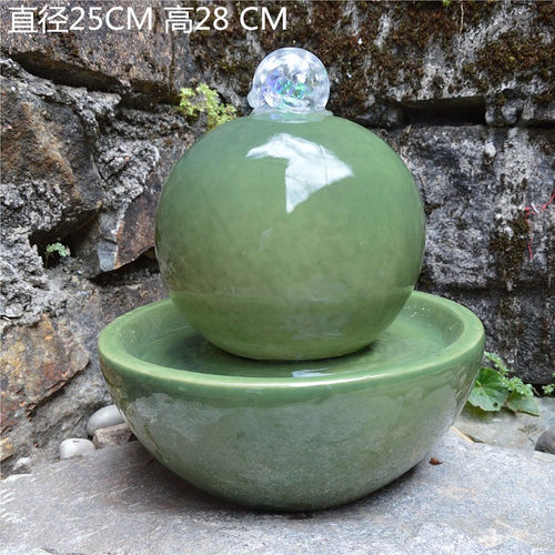 欧式陶瓷喷泉流水加湿器家居客厅风水球创意工艺品办公室桌面摆件 - 图0