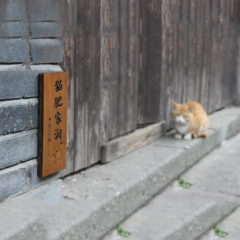 实木雕刻狗窝猫装饰挂牌狗家旺猫肥家润住宅家用墙上木牌刻字定制-图2