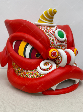 国潮狮子头舞狮立体摆件