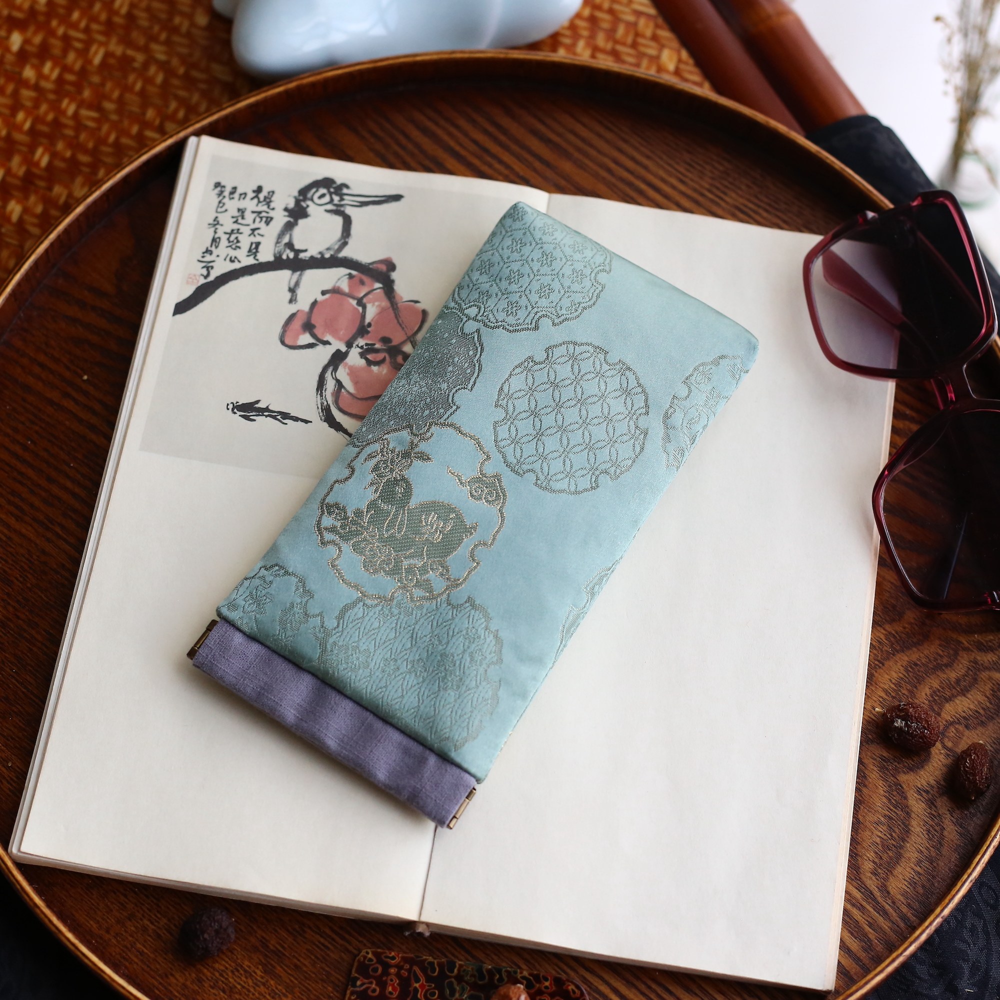 复古百搭几何仿宋锦眼镜袋太阳镜木梳便携保护袋手串首饰收纳布包,淘宝优惠券,粉丝福利购,淘宝优惠卷