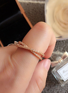 韩轻奢锆石戒指ins简约冷淡交叉