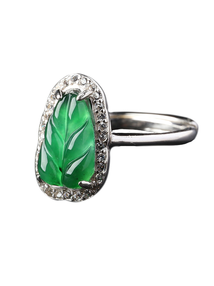 Women's crystal natural jadeite ring