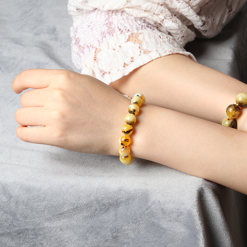 亲宝水晶异象女款共生原矿白手链 亲宝水晶手链