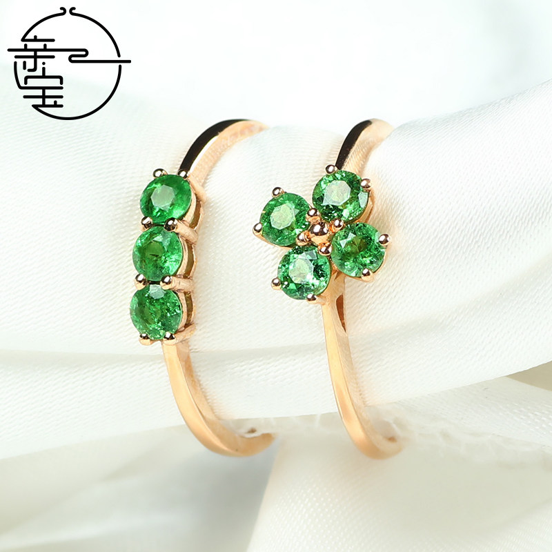 天然18k金沙弗莱时尚戒指戒指耳钉 亲宝水晶戒指/指环