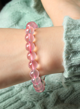 亲宝水晶天然粉水晶手链散珠手串