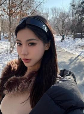 二合一发箍太阳镜2025女登山户外防风骑行墨镜防紫外线旅游眼镜潮