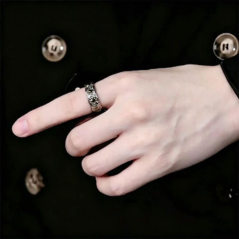 Putuoshan S925 sterling silver seven-grain rice ring 2026 new style fortune-making and prosperity ancient method live-mouth transfer ring