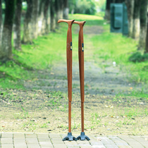 Eurostyle elderly crutch non-slip four-legged four-legged light solid wood light abduction for older people Outdoor non-slip foot crutches