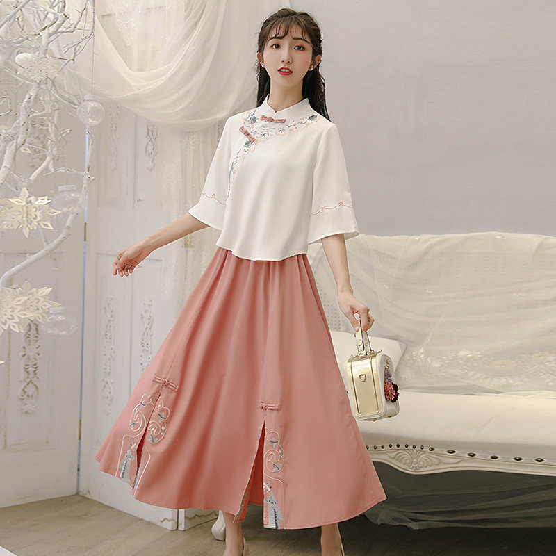 2020夏季新款中国风改良汉服连衣裙 社影家连衣裙