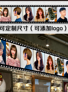美发店长条装饰画发廊潮色海报新款接发脏辫贴图理发店男女发型图