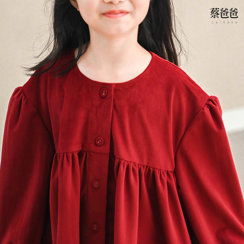 蔡爸爸童装圣诞酒红色春秋连衣裙初高中生文艺节日洋气裙子1271,淘宝优惠券,粉丝福利购,淘宝优惠卷