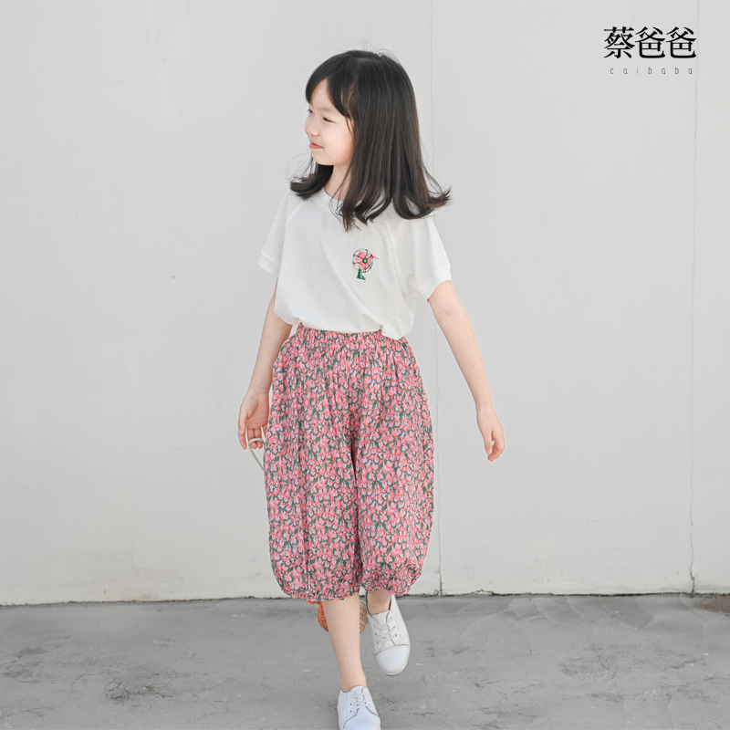 蔡爸爸童装百搭夏装女童翻领t恤白色薄款短袖上衣服069+997+967-图2