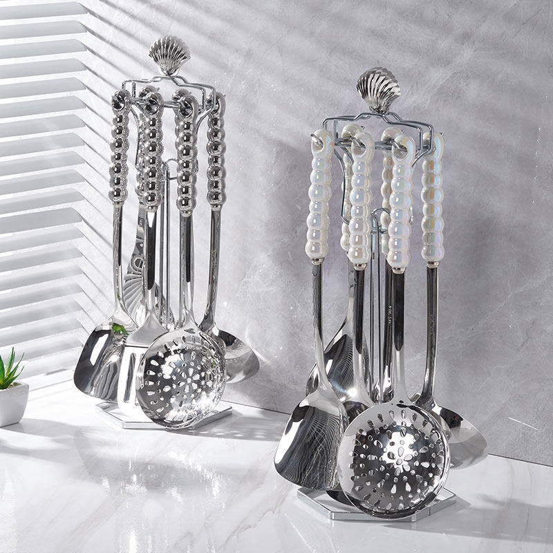 304韩风ins勺铲套装奶油质感珍珠陶瓷手柄锅铲七件套厨具烧菜铲子,淘宝优惠券,粉丝福利购,淘宝优惠卷