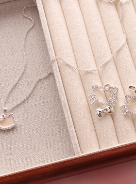 3件包邮 微镶闪耀蝴蝶结猫咪锁骨链细项链法式赫本小香风轻奢银色