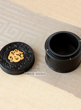紫光檀实木圆形密封饰品收纳盒
