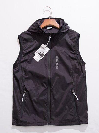 Дышащий быстросохнущий беговой жилет с капюшоном