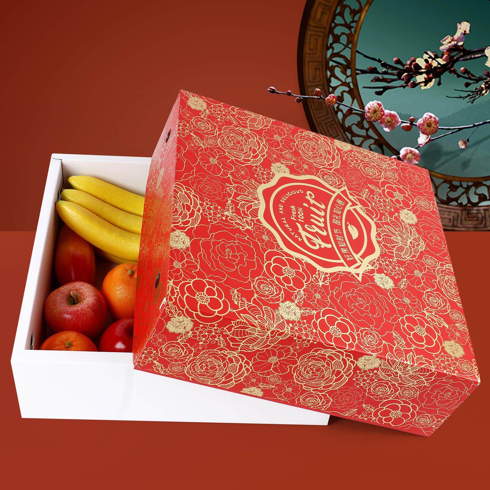 水果礼盒高端烫金新春通用水果年货包装盒7-10斤装创意礼品空盒子 - 图3