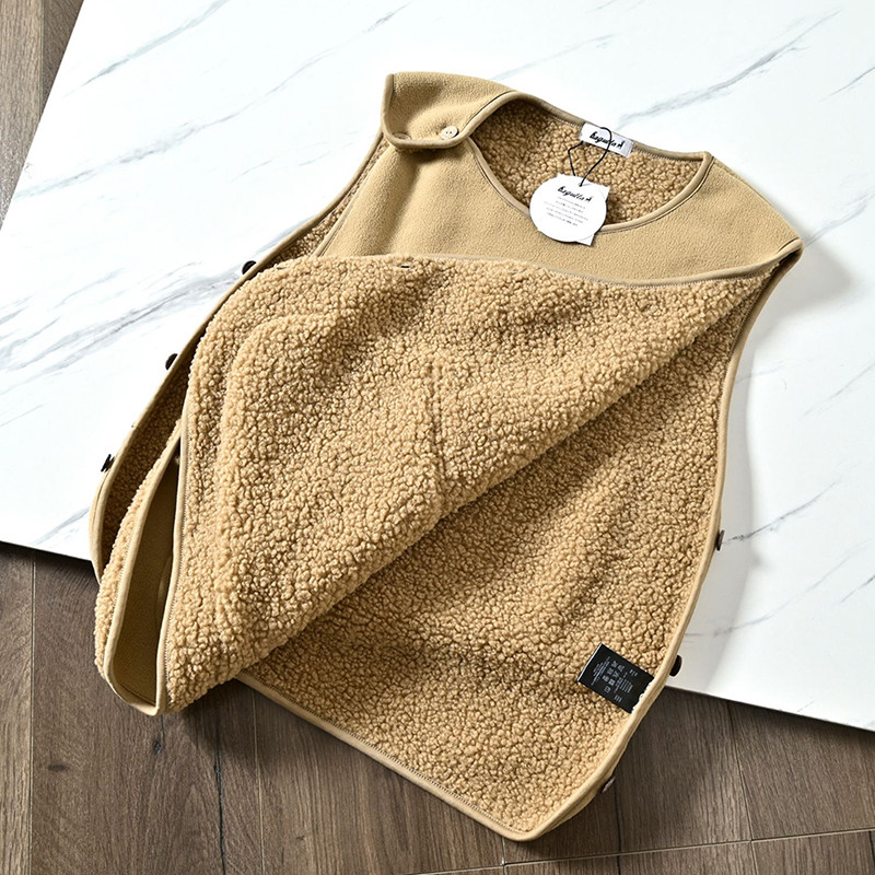 日系摇粒绒加绒马甲男时尚个性两侧纽扣开叉叠穿连帽无袖坎肩背心,淘宝优惠券,粉丝福利购,淘宝优惠卷