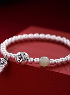 一件代发柿柿如意手链男女同款国风银珠手串串珠生日礼物小众手串