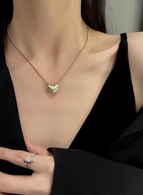 韩版ins小众设计感极简百搭光面心形锁骨链轻奢配饰颈链项链