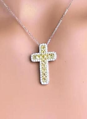 轻奢欧美爆款推荐 时尚铜镶黄水晶锆石朋克风项链 街头潮人首饰品