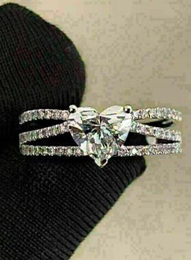 轻奢热卖爆款时尚闪耀四爪戒指 爱心线条女士戒指 网红ins风指环