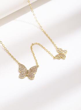 轻奢2022年网红满钻蝴蝶项链 仙女风小众设计感冷淡风女式锁骨链