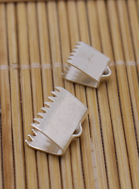 S925纯银手链扣手工DIY饰品配件皮绳夹扣项链皮绳扣夹片收尾扣