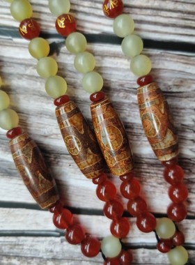 原创无事牌黑曜石本命佛坠羊角佛珠情侣项链 男女长款毛衣链饰品